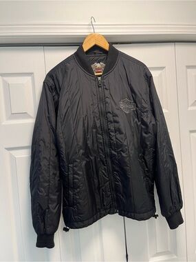 Harley-Davidson Black Quilted Bomber with Subtle Logo